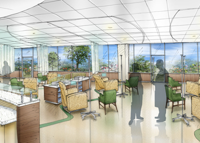 Architectural rendering of Oncology treatment stations