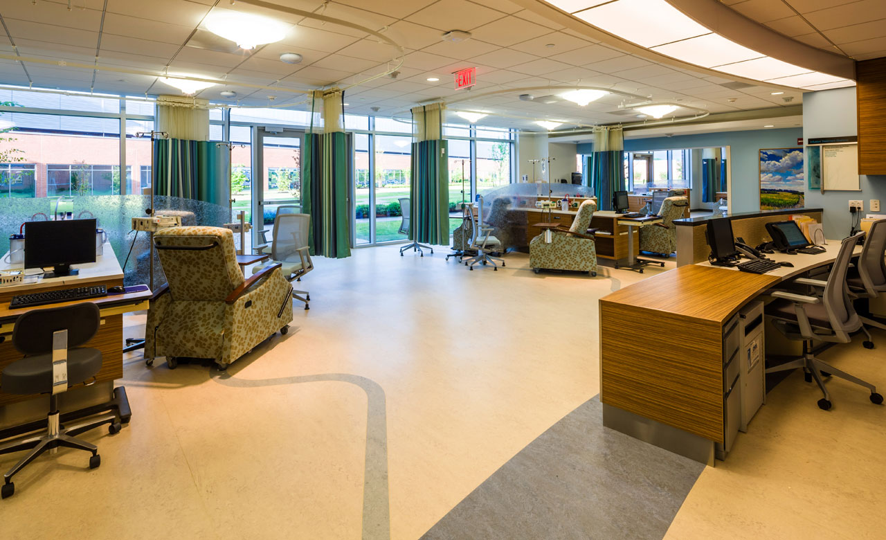 Infusion suite is based on an open room design