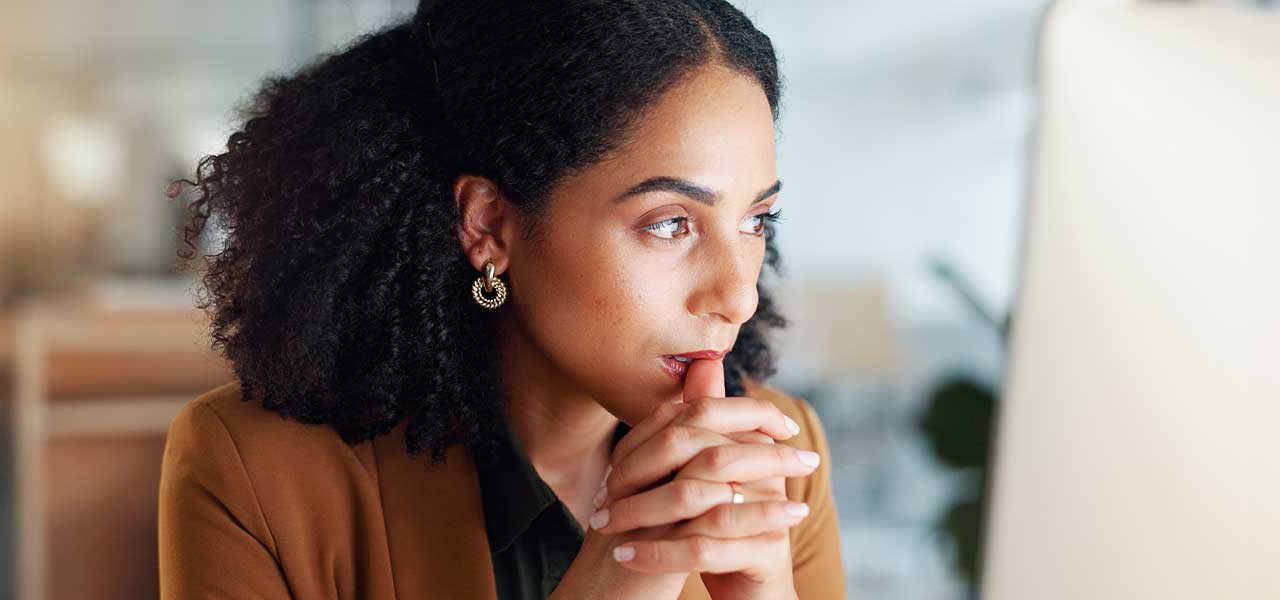 photo of woman preocupied, looking away