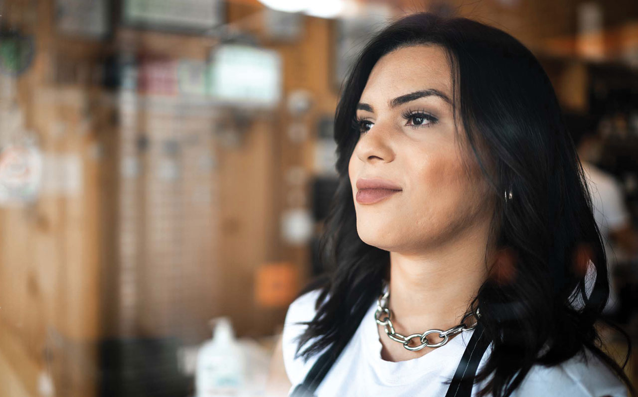 Image of woman looking away smiling