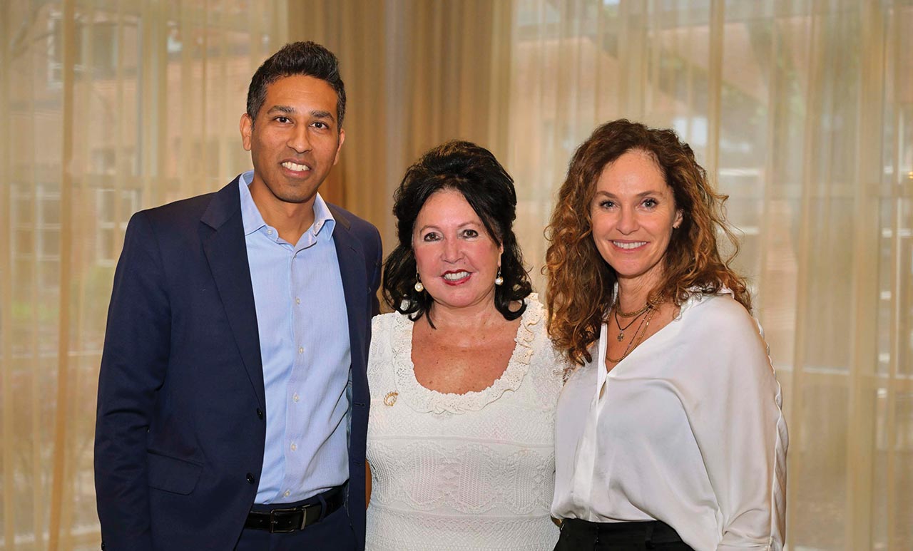Anish Sheth, MD, Chief of Gastroenterology at Princeton Health; Pamela Mills, MD; and actress Amy Brenneman