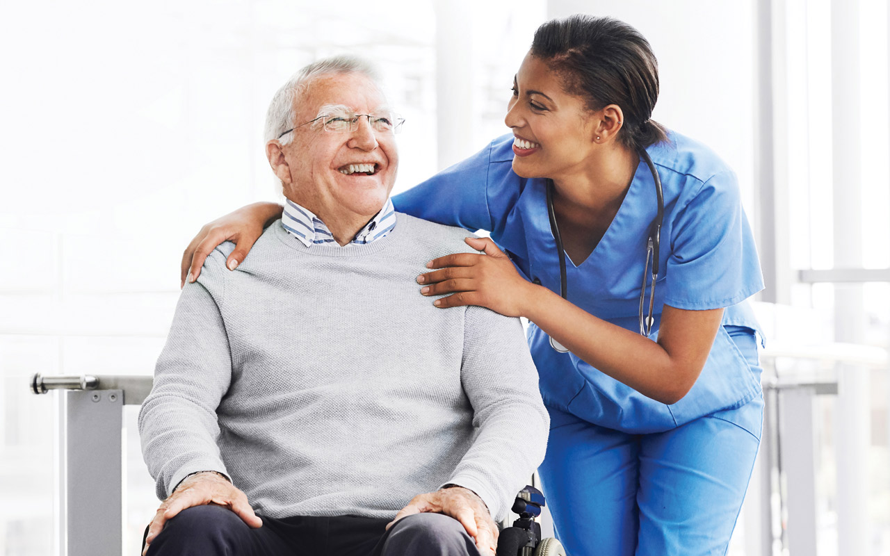 Photo of senior man with a nurse