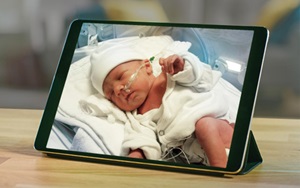Image of neonatal baby seen via live stream