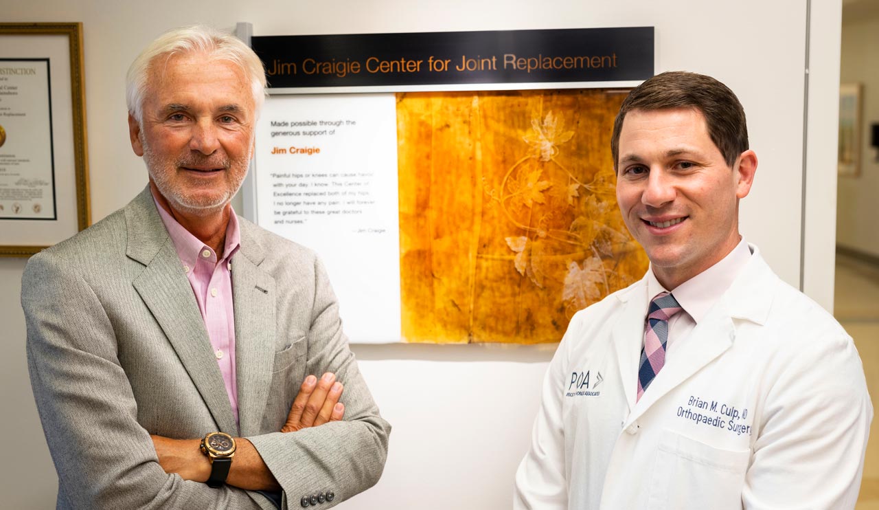 Pictured left, left to right: W. Thomas Gutowski, MD, FAAOS, Founding Director of the Jim Craigie Center for Joint Replacement, with Brian M. Culp, MD, FAAOS, new Medical Director of the Jim Craigie Center for Joint Replacement